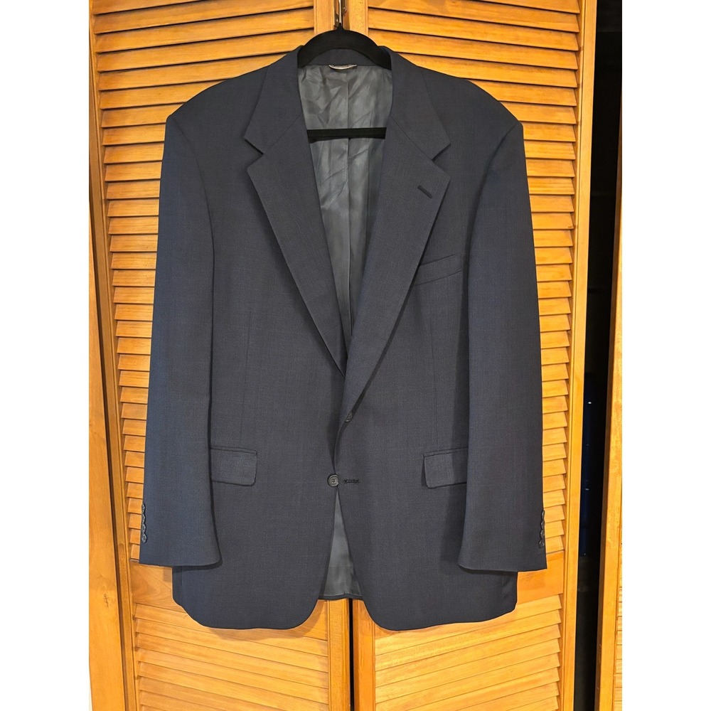 Stafford Executive Navy Blue Wool Blazer Mens 44R Sport Coat Academic Preppy